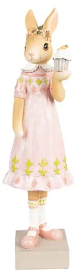 Imagen del producto de Clayre & Eef, figura de conejo, 28 cm, color marrón y rosa, poliresina