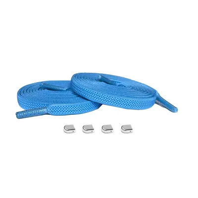 Produktbild von Elastische Schnürsenkel mit Clips - Schnürsenkel: Blau Hell | Verschluss: Silber