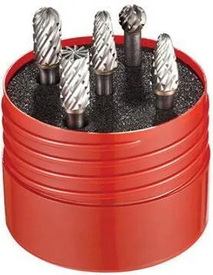 Immagine prodotto di Set di frese n. 4 5 denti in metallo duro B/C/D/F/L scatola rotonda
