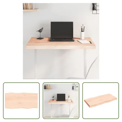 Produktbild von The Living Store Tischplatte 80x40x(2-6) cm Massivholz Unbehandelt Baumkante