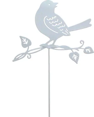 Produktbild von Blumenstecker Vogel Metall L37cm Pflanzenstecker Gartenstecker Deko Stecker , Farbe:weiß