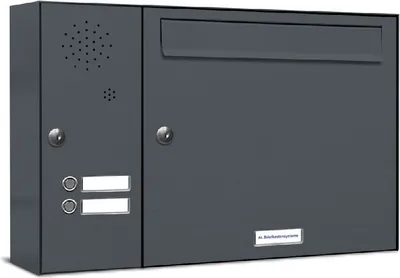 Produktbild von 1er Briefkasten Anlage Aufputz - Wandmontage RAL 7016 Anthrazit 2 Klingel