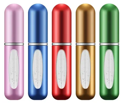Zdjęcie produktu dla 5 ml pojemnik na perfumy, wielokrotnego użytku, przenośny, 5 sztuk, aluminium, 5 kolorów