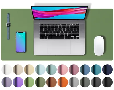 Image de Sous-main, tapis de souris, sous-main de bureau, sous-main antidérapant en cuir PU, tapis de bureau imperméable pour le bureau et la maison (60 cm x 35 cm, vert olive)
