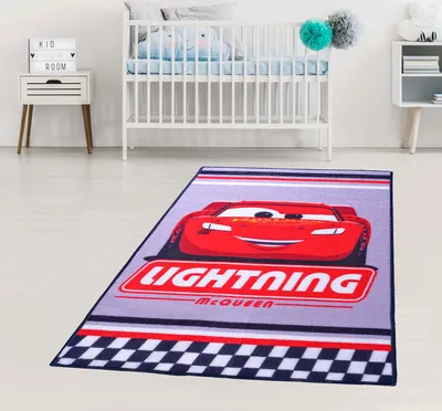 Produktbild von Disney Home Kinderteppich - Kinderspielteppich für Kinderzimmer, Spielzimmer - Rutschfeste Disney Cars Lightning Teppich 80 x 120 cm