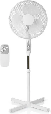 Produktbild von Nedis Standventilator - Durchmesser: 400 mm - 3-Geschwindigkeitsstufen - Oszillation - 45 W - Verstellbare Höhe - Abschalt-Timer - Fernbedienung - Rotationseinstellung: Natürlich/Schlaf - Weiss
