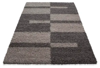 Produktbild von Carpetsale24 Teppich Hochflor Shaggy Kariert Design Teppich Wohnzimmer Flauschig Weich, Grösse: 200x290 cm