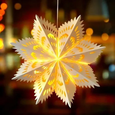 Productafbeelding van Kerstster Poinsettia verlicht, 45 cm, 3D opvouwbare papieren ster, Kerstdecoratie binnen