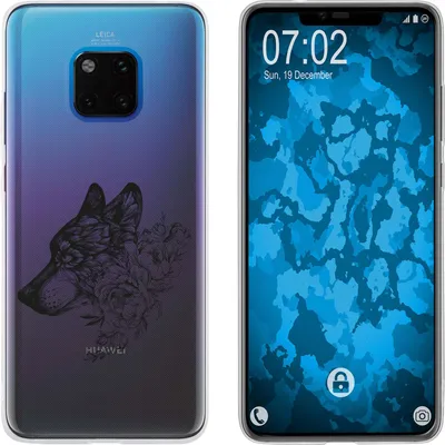 Produktbild von PhoneNatic Case kompatibel mit Huawei Mate 20 Pro Silikon-Hülle Floral Wolf M3-1