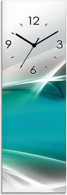 Produktbild von ARTland Glas Wanduhr Quarzuhr - schwarzer Zeiger Kreatives Element Petrol Größe: 20x60 cm