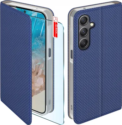 Imagen del producto de Funda con tapa para Samsung Galaxy M35 5G, color granate, con cierre y protector de pantalla de vidrio 9H