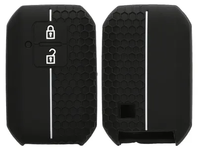 Produktbild von kwmobile Schlüsselhülle für Suzuki 2-Tasten Autoschlüssel Keyless Go Hülle - Autoschlüssel Schlüssel Hülle aus Silikon - Schlüsseletui in Schwarz Weiß