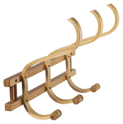 Productafbeelding van DRW Wandgarderobe met 3 haken van hout, naturel, 45 x 21 x 30 cm