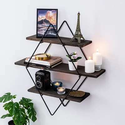 Produktbild von Skye Decor, Erysimum- ErysimumCRT, Schwarz,,Nussbaumfarbe, Wandregale, 40 x 14 cm, 100% Fichtenholz (Dicke: 15 mm)