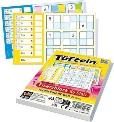 Immagine prodotto di Blocco di ricambio TÜFTELN per gioco di dadi, stampato davanti e dietro