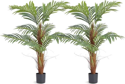 Image de VEVOR 2x Areca Catechu Artificiel 800x800x1219mm Plante artificielle PE Plantes artificielles Plantes en plastique en pot Noix de bétel Inodore Imperméable Idéal pour chambre à coucher bureau salon