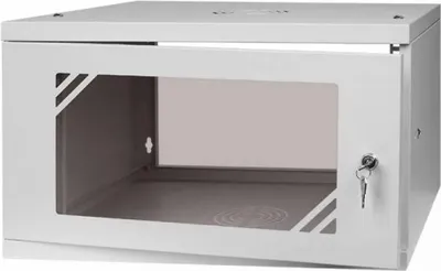 Obrázok produktu pre Rack Cabinet 19" 6U, 450mm, Glass Door, Gray