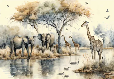 Produktbild von Vlies Fototapete Kinderzimmer Dschungel Tiere Safari (368x254 cm - inkl. Kleister) Kinder Kindertapete Jungs Modern Vliestapete Tapete