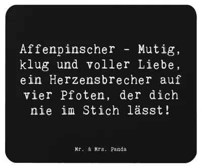 Produktbild von Mr. & Mrs. Panda Mauspad Spruch Affenpinscher Liebe - Schwarz - Geschenk, Hunderassen Pflege, treu, Mouse Pad, lebhaft, Mousepad, Freundschaft, laptop, Hunderasse, pc