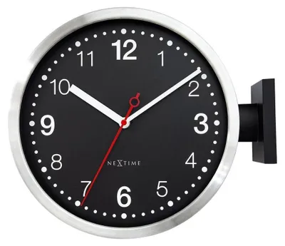 Image de Horloge murale double face en aluminium, blanc/noir, style épuré, 32 cm