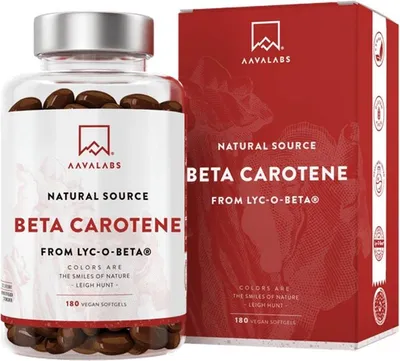 Produktbild von Aavalabs Beta-Carotin 15 mg | Lyc-O-Beta® | Haut & Sehkraft | 180 Softgels
