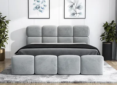 Produktbild von Polsterbett MONAKO 120 x 200 mit Matratze und Bettkasten. Farbe: Grau