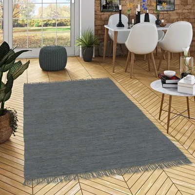 Produktbild von Baumwolle Natur Teppich Jolly Baumwolle Anthrazit, Größe:70x250 cm