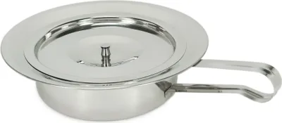 Produktbild von Medi-Inn Bettpfanne aus rostfreiem Edelstahl | wiederverwendbares Stechbecken mit Deckel | rund (5 Stück)