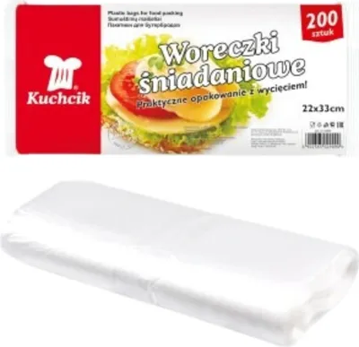 Obrázek produktu pro KUCHCIK Snídaňové pytlíky 22x33 cm 200 ks do školy, na cesty a do práce