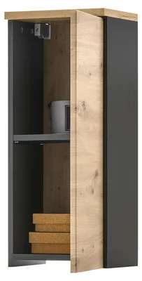 Produktbild von Hängeschrank MEMPHIS Grau Artisan Eiche Holznachbildung, 1 Tür, 2 Einlegeböden