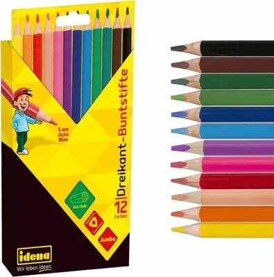 Produktbild von Idena Buntstifte Jumbo dreikant 12 Stück Kartonetui