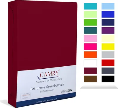 Produktbild von Carmy Spannbettlaken Jersey 180x200 - 200x200 cm Bordeaux 100% Baumwolle
