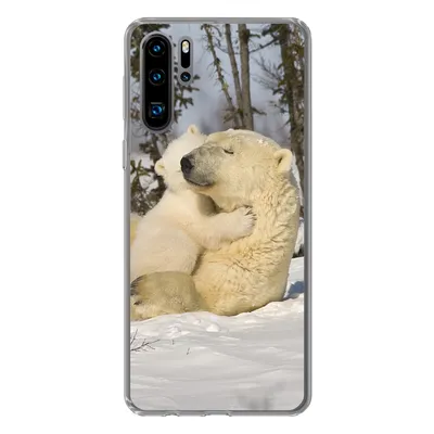 Produktbild von MuchoWow® Handyhülle Schutzhülle Hülle für Huawei P30 Pro Eisbär - Schnee - Höhle - Jungtier Silikon Softcase Handy Hülle - Schutzdeckel