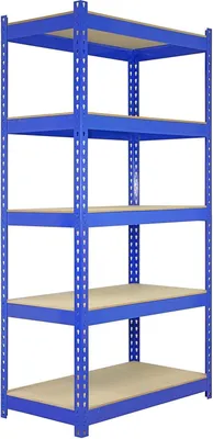 Obrázek produktu pro Akční nabídka regálů Monster Racking – 10 kusů Q-Rax, ocelový regál, regál pro těžké břemena, průmyslový regál, regál do dílny, regál do garáže, regál na zboží, sestavovací regál, skladový regál, 100 % bez šroubů, 90 cm x 50 cm x 182,5 cm, modrý
