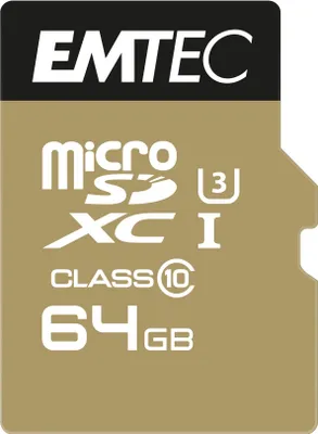 Zdjęcie produktu dla Emtec ECMSDM64GXC10SP, 64 GB, MicroSDXC, Klasa 10, 95 MB/s, 90 MB/s, Czarny, Brązowy
