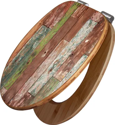 Produktbild von banjado Design WC Sitz Bambus Absenkautomatik -Buntes Holz - Toilettendeckel mit Absenkautomatik Holz/hochwertiger Bambus Klodeckel/WC-Sitz für alle gängigen Toiletten [TDB2 12140]