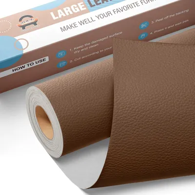 Produktbild von Selbstklebendes Lederreparatur-Patch, 40 x 80 cm, in Karamellbraun, für Möbel und Fahrzeuge