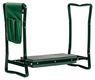 Produktbild von 2-in-1 Kniebank für Gartenarbeit, Sitzbank und Kniekissen - Mit Schaumkissen, Werkzeugtasche, klappbar - Gepolstert, gelenkschonend - Belastbar bis 150 kg, 59 x 27,5 x 49 cm
