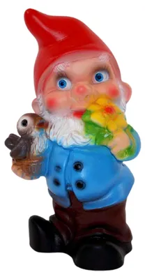 Produktbild von Gartenfigur Zwerg H 19 cm mit Vogel aus Kunststoff
