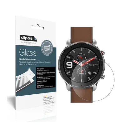Produktbild von 2x Schutzfolie für Amazfit GTR 42mm Smartwatch matt - Anti-Shock 9H Folie dipos Glass Kunststoffglas