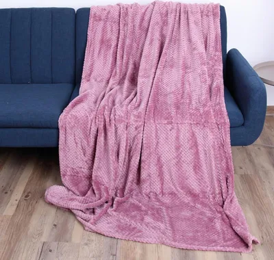 Productafbeelding van Kusdekent "Popcorn", kasjmier, zachte touch, roze, 150x200 cm (R)