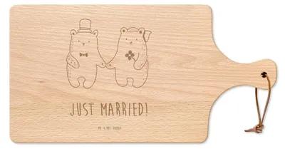 Produktbild von Mr. & Mrs. Panda Schneidebrett Bär Heirat - Transparent - Geschenk, Teddy, Verheiratet Heirate Hochzeit Hochzeitsgeschenk Hochzeitspaar, schneidbrett, Holzbrett