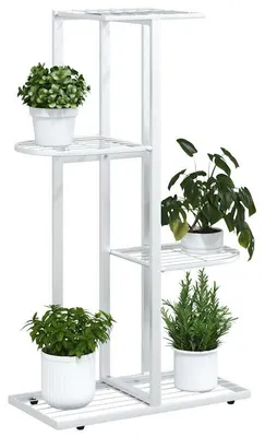 Obrázek produktu pro Stojánek na rostliny, kovová konstrukce, víceúrovňový design, bílá barva