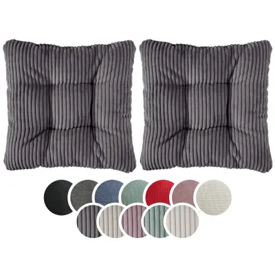 Produktbild von sleepling - 2er Set Stuhlkissen, Sitzkissen, Cord Optik, weicher Möbelstoff, 38 x 38 cm, 7 cm, dunkelgrau