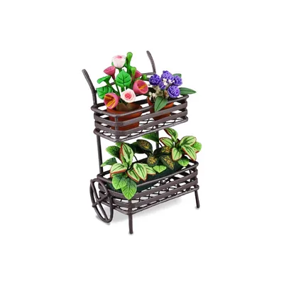 Produktbild von Blumenwagen Miniatur – dekorativer Pflanzenwagen für Sammler