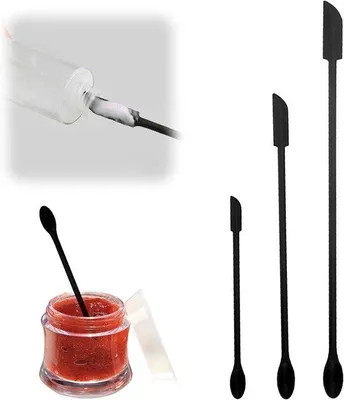 Produktbild von Silikon-Spatel-Set - 3-teilig - kleine Leckermesser - Glas-Spatel - Cosmetik-Rührer - lange Griff - für kleine Flaschen - Beauty-Küchenhilfen