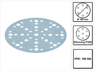 Productafbeelding van Festool STF D150/48 schuurschijven granaat P320 150 mm 100 stuks ( 575170 ) voor RO 150, ES 150, ETS 150, ETS EC 150, LEX 150, WTS 150, HSK-D 150