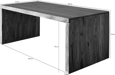 Produktbild von MASSIVMOEBEL24.DE Schreibtisch Sheesham 178x90x78 grau geölt NATURE GREY #711