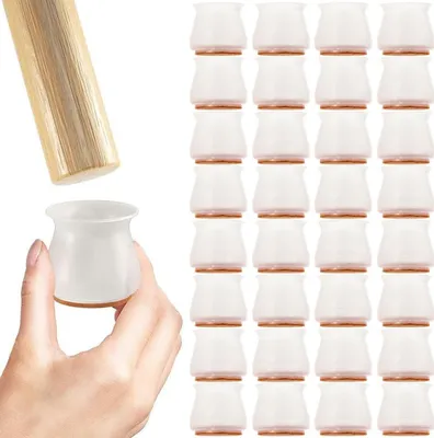 Produktbild von 32 Stück Silikonische Stoelpfostützen - Set von Fußbodenbeschützern für Stühle - Schutzkappen mit Antirutsch - Fußbodenbeschützer für Stühle - für harte Fußböden