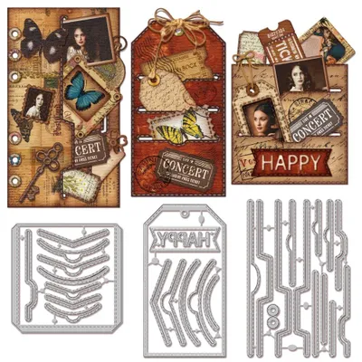 Produktbild von Stanzformen mit Schlitz - Taschenrahmen für Scrapbooking und Kartenherstellung - Metall-Prägeschablonen für Lesezeichen und Tags